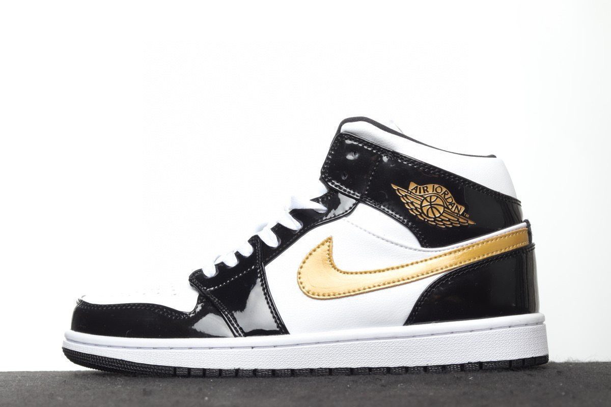 AIR JORDAN 1 MID Black Metallic Gold