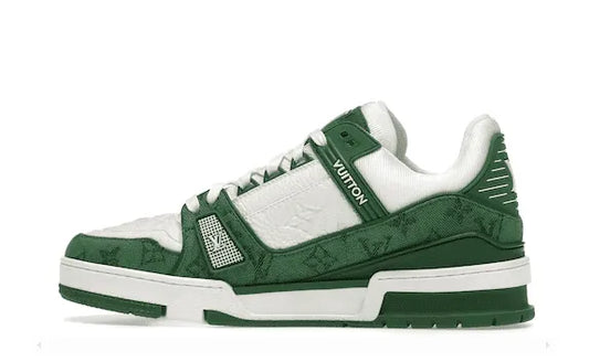 LV Trainer Green Monogram Denim White