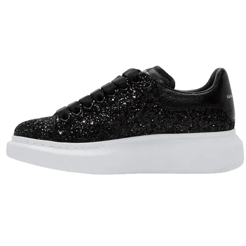 Alexander McQueen Black Glitter Oversized Sneakers